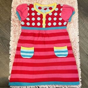 Hanna Andersson patchwork knit cap sleeve dress sz 4